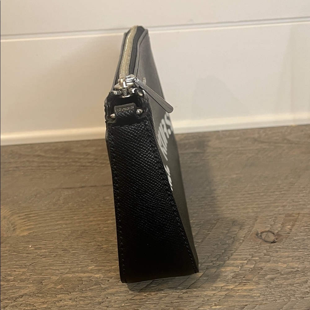 Michael Kors "Saylor" Pouchette Wristlet Black Saffiano Leather White Spellout - Picture 5 of 10